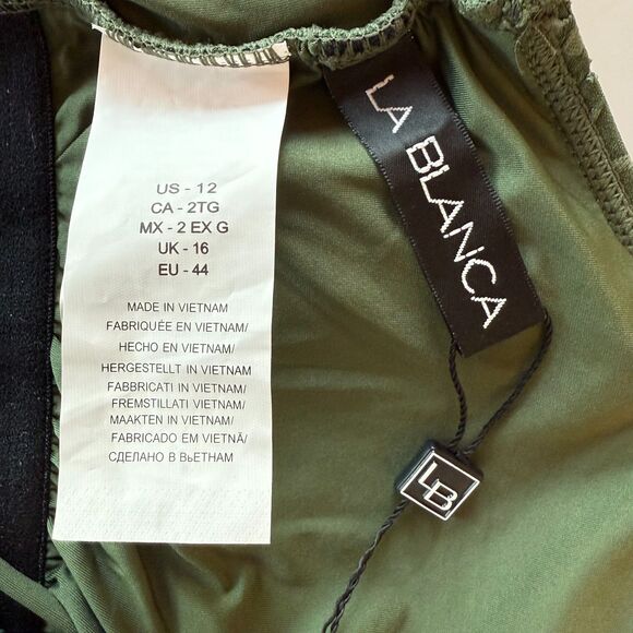 NWT La Blanca Women's Salt Eyelet One-Piece Swimsuit in Olive Green Size 12 - Picture 6 of 12